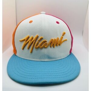 Rare Y2K Multi Color Miami Heat Tyler Herro New Era SnapBack Neon Orange Blue